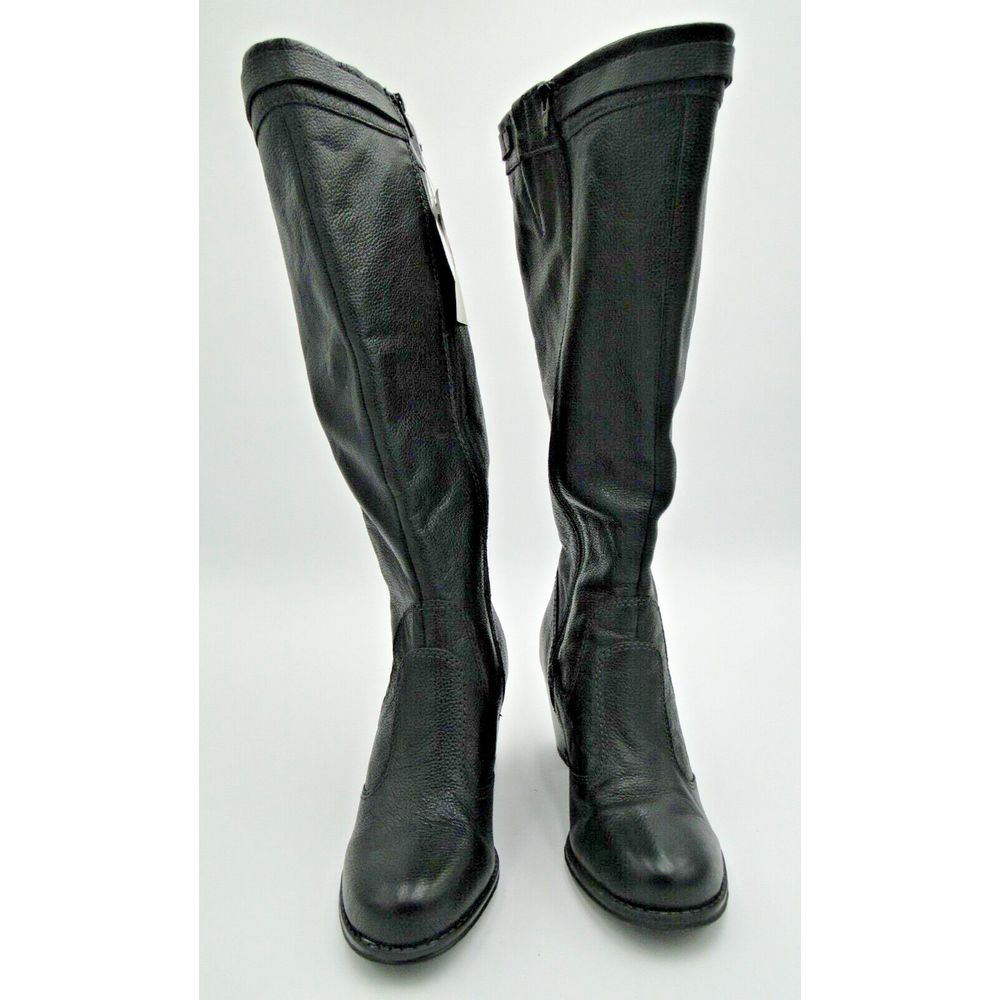 Naturalizer Black Leather Boots Size 7.5m Y2k Block Heel Nwt
